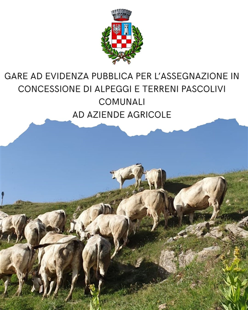 Gara ad evidenza pubblica per lassegnazione in concessione di alpeggi e terreni pascolivi comunali ad aziende agricole per il periodo 2026/2032
